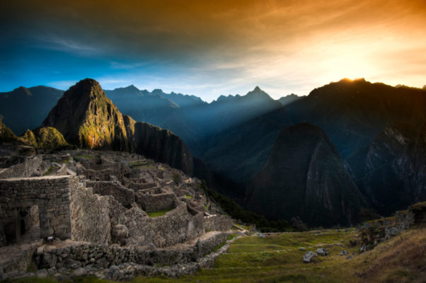 el atardecer en Machu Picchu
