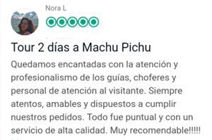 Lea la opinión en Trip Advisor - TOUR IN PERU